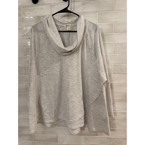 Style & Co Woman 3X Gray Cowl Neck Knit Pullover Top Plus Size High-Low Hem - Picture 1 of 5
